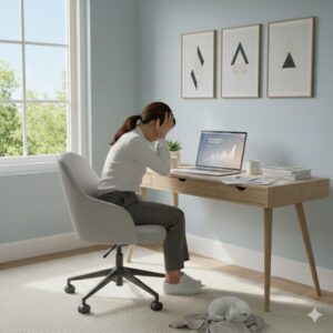 メール返信に悩む女性