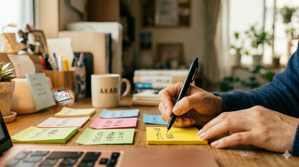 準備するものは「付箋(ふせん)」と「卓上カレンダー」だけ!